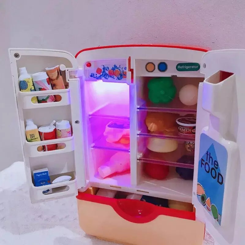 Cozinha Infantil Geladeira com Dispenser de Gelo e Acessórios