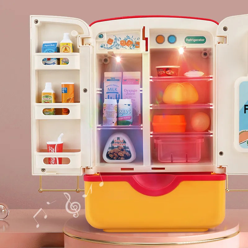 Cozinha Infantil Geladeira com Dispenser de Gelo e Acessórios